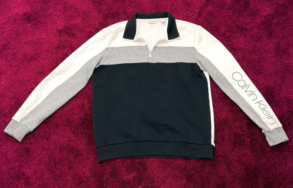 Calvin Klein Quarter Zip Pullover Sweater Size M Colorblock